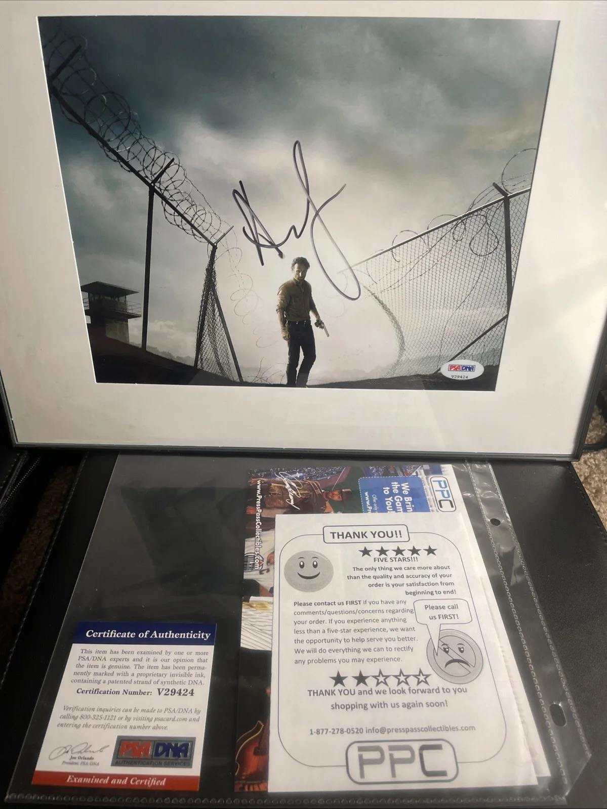 Andrew Lincoln Signed 8x10 - PSA COA - Framed and Matted - Walking Dead, image 2