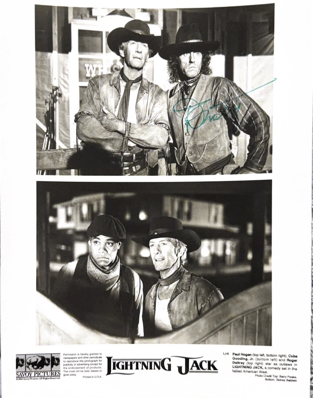 Paul Hogan, Roger Daltrey — ORIGINAL PAUL HOGAN & ROGER DALTREY SIGNED “LIGHTNING JACK” 8X10 PHOTO SET (2), изображение 2