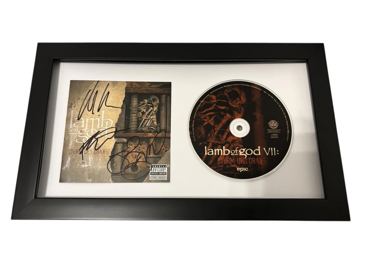 LAMB OF GOD SIGNED AUTOGRAPH x3 VII: STURM UND DRANG FRAMED CD RANDY +2 JSA COA, изображение 3