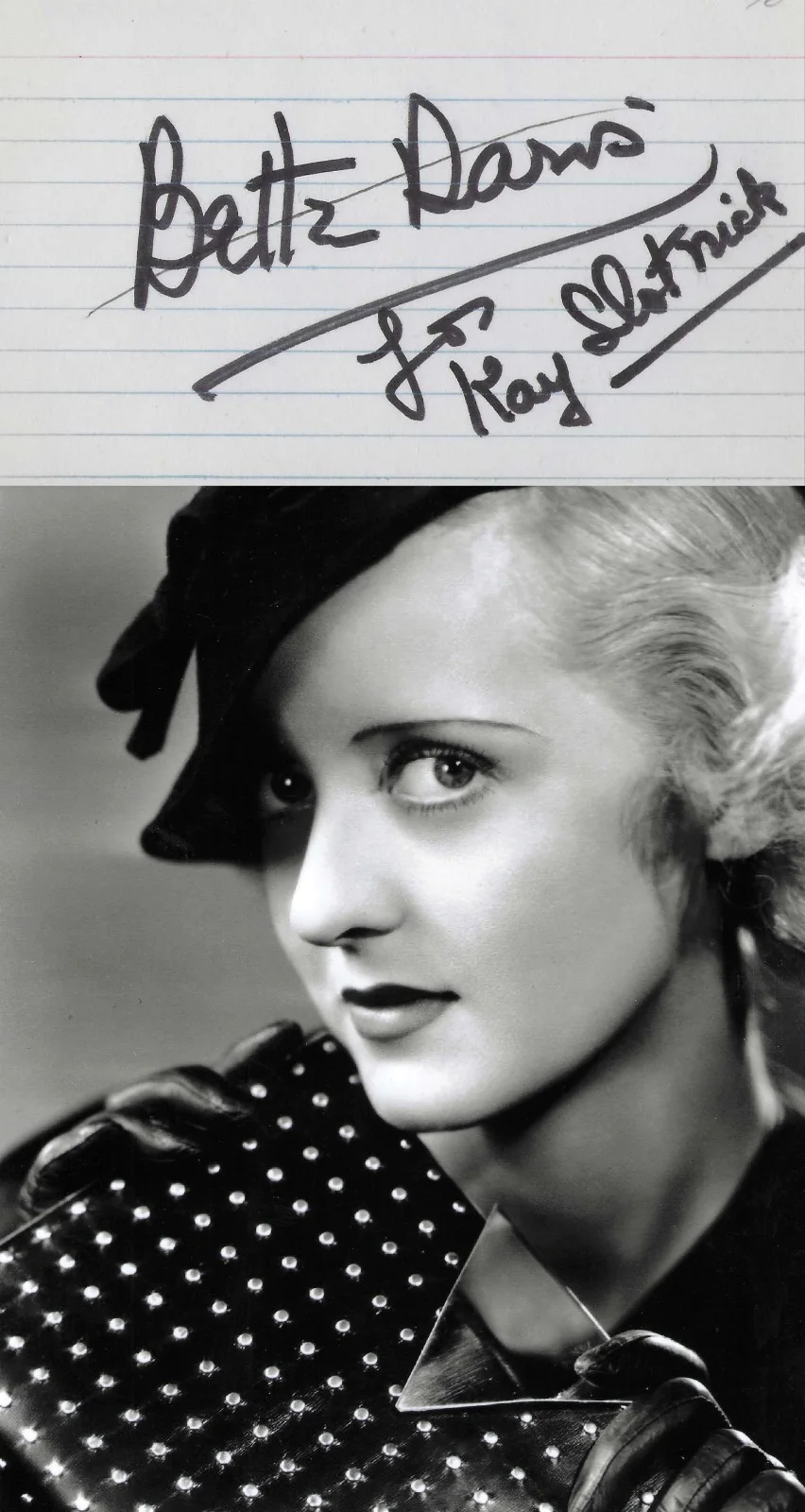 Bette Davis — Bette Davis Signed Card with 8x10 Photo OF HUMAN BONDAGE, All About Eve COA