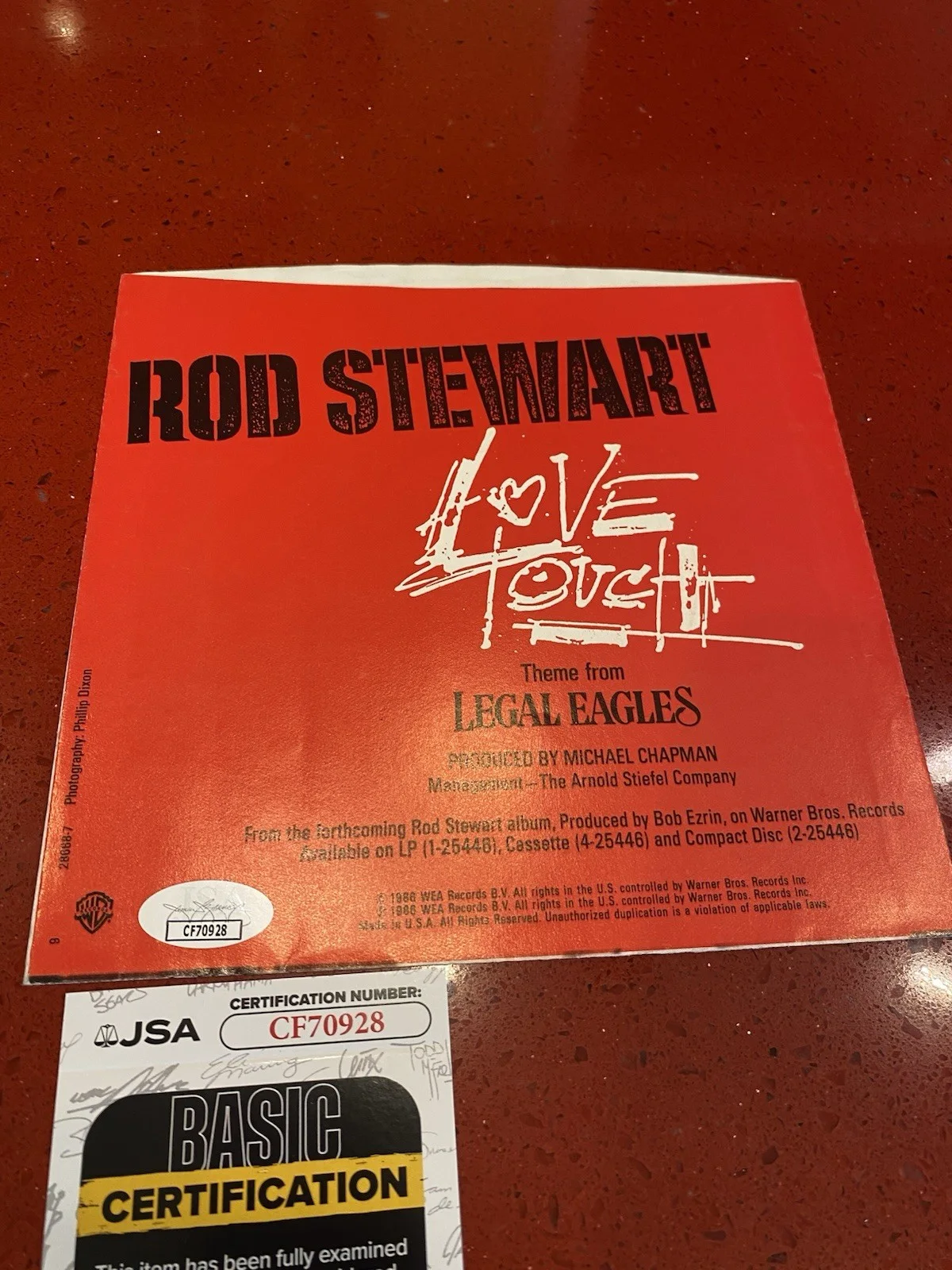 Rod Stewart Signed 45 Record Album Sleeve -JSA Authenticated, image 2