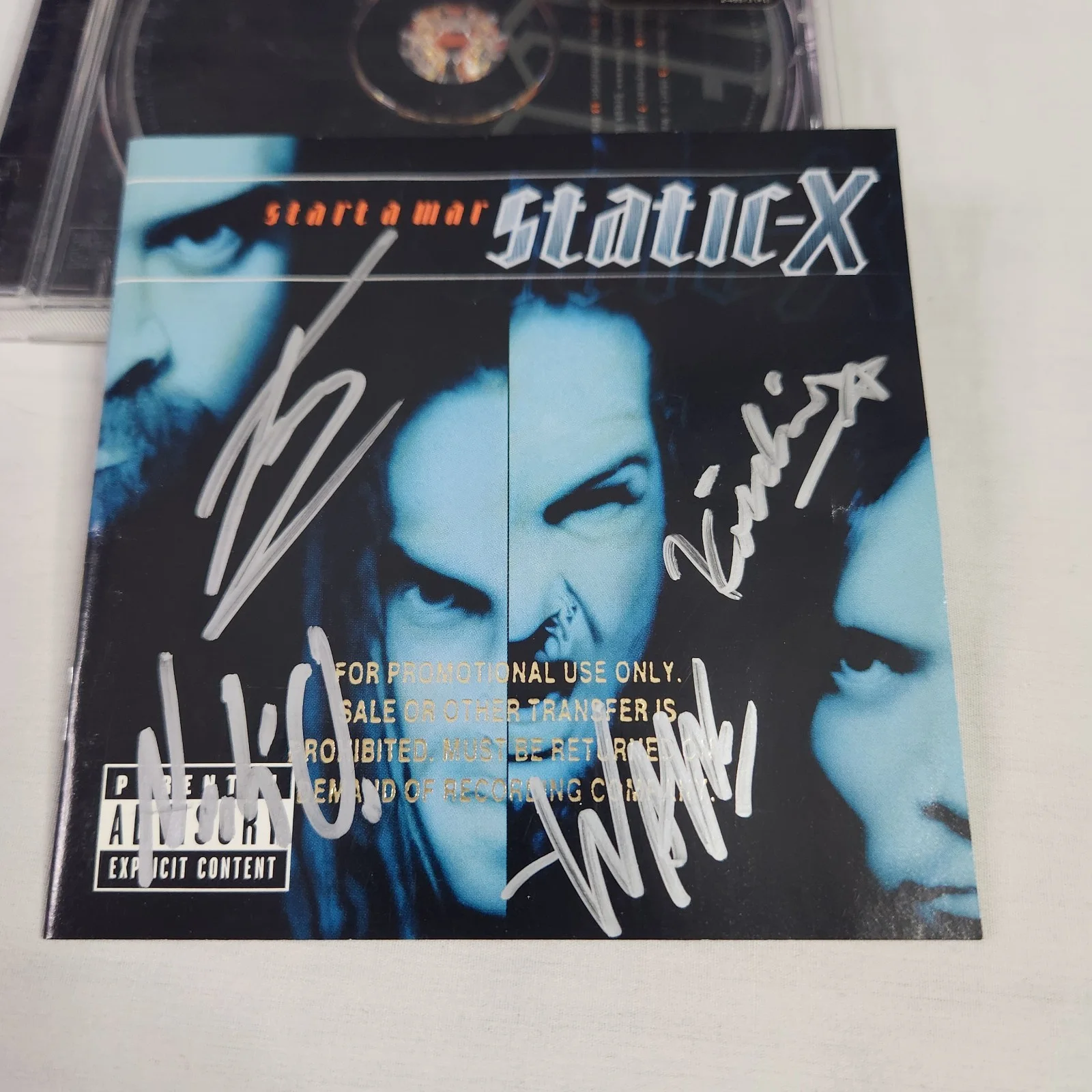 Wayne Static Niko — Wayne Static SIGNED Autograph x 4 Full Band PROMO CD Static-X : Start a War, image 3