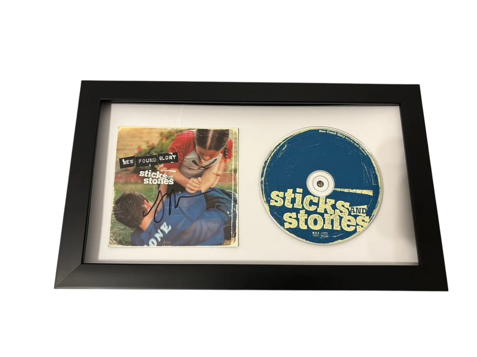 NEW FOUND GLORY SIGNED AUTOGRAPH STICKS & STONES FRAMED CD JORDAN PUNDIK JSA COA, image 3