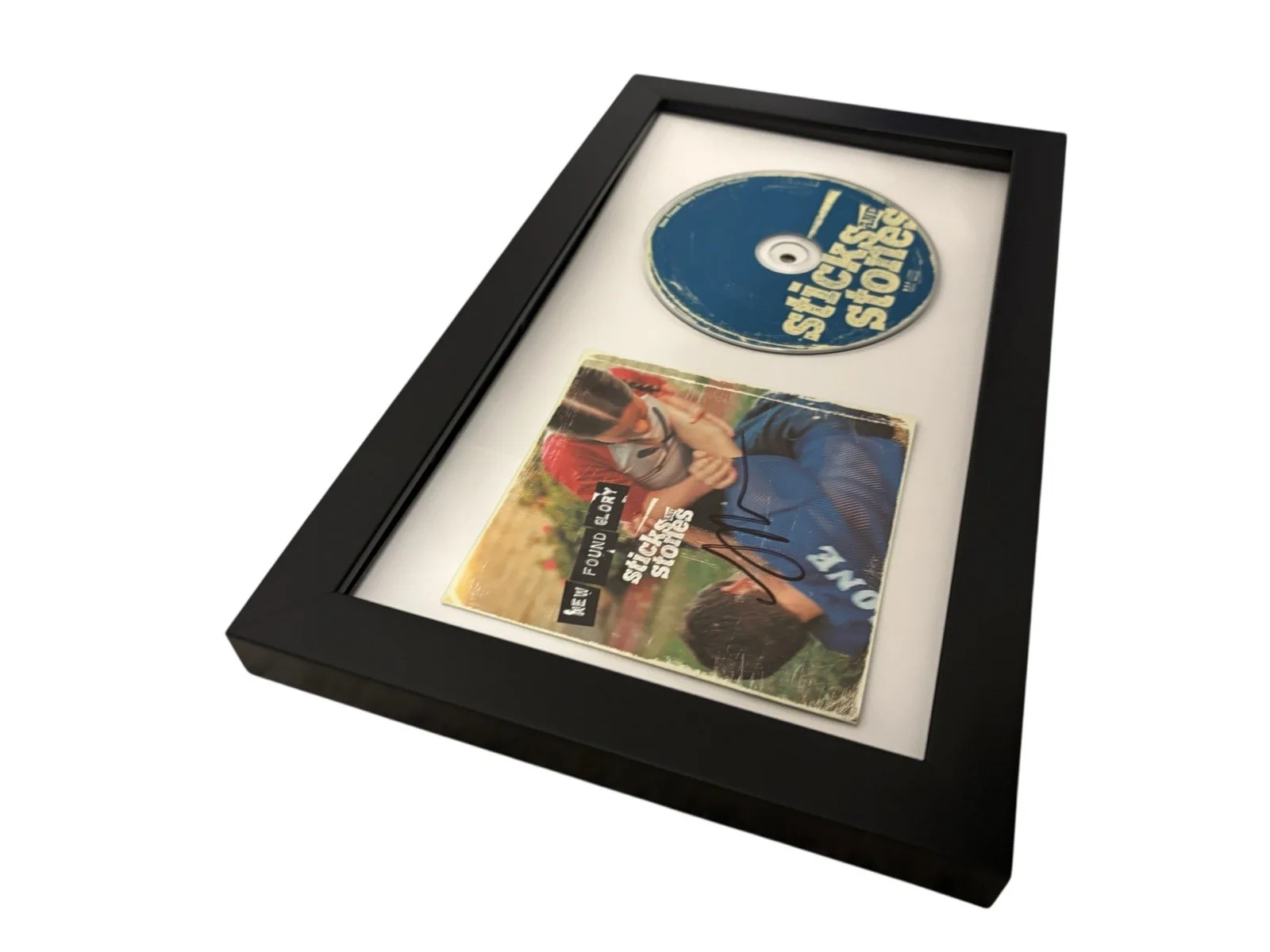 NEW FOUND GLORY SIGNED AUTOGRAPH STICKS & STONES FRAMED CD JORDAN PUNDIK JSA COA, image 4