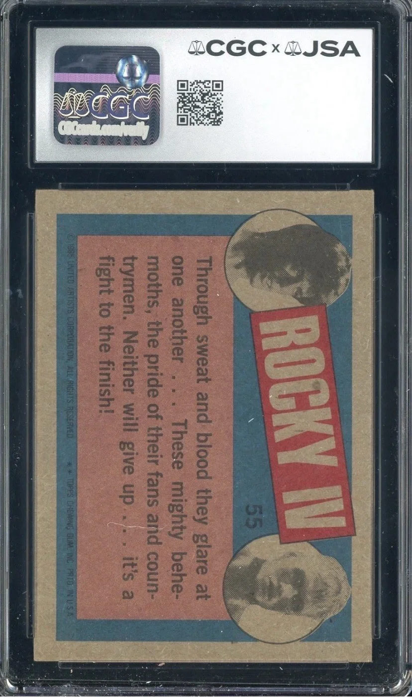Dolph Lundgren — Dolph Lundgren Signed 1985 Topps Rocky Card JSA AUTHENTICATED AUTO COA SLABBED, image 2
