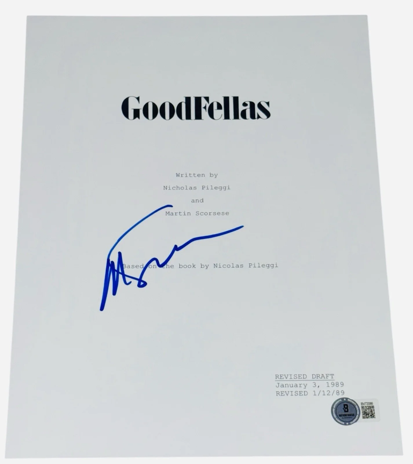 Martin Scorsese — Martin Scorsese Signed Autograph Goodfellas Movie Script Screenplay Beckett BAS