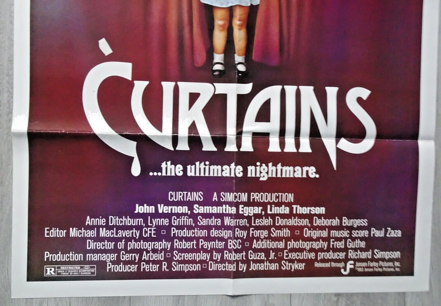 Curtains Poster Cinema One Sheet Samantha Eggar Linda Thorson 1983 Horror, изображение 3