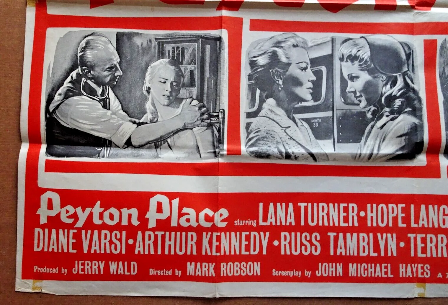 Peyton Place Poster Cinema Quad Original Vintage 1957 Lana Turner Lee Phillips, изображение 2