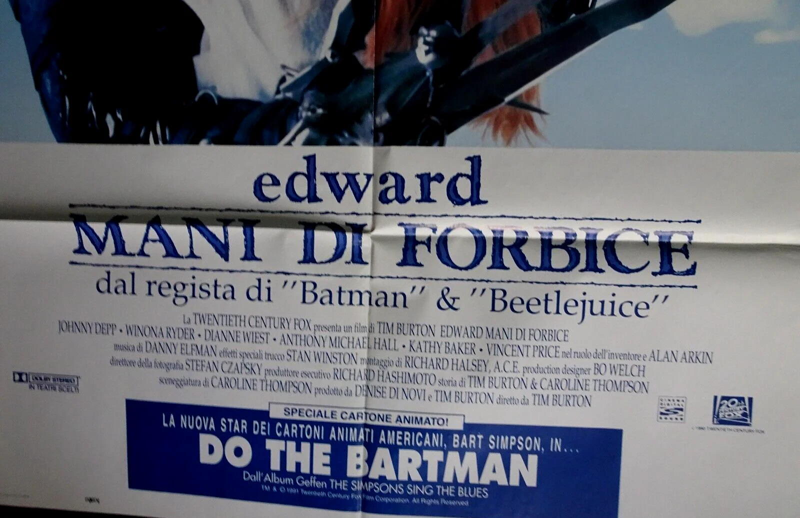 Edward Scissorhands Poster 1990 Original Italian Poster Huge Large Johnny Depp, изображение 4