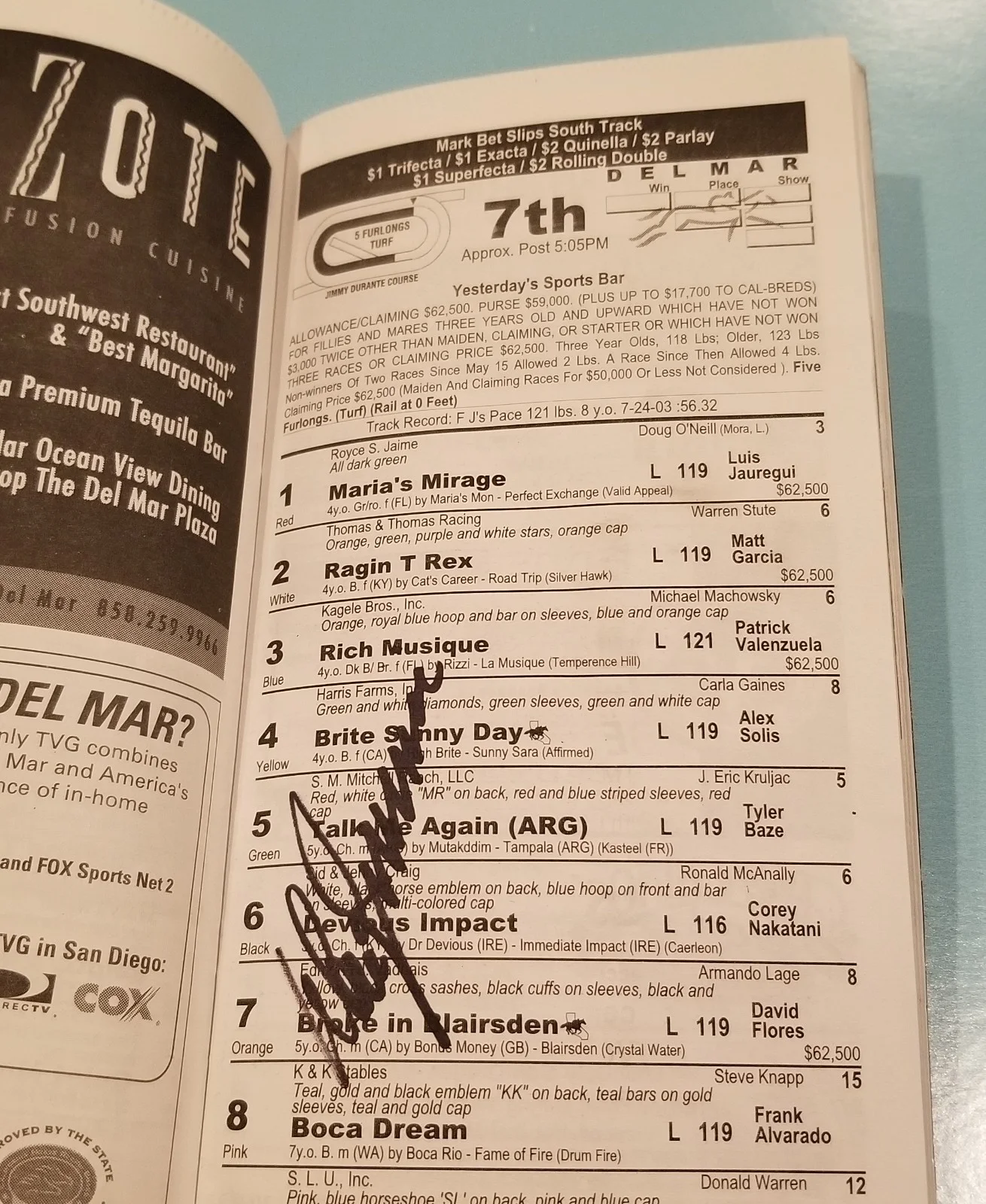 Joe Torre — Joe Torre Signed Magazine Program Del Mar Thoroughbred NY Yankees HOF JSA COA, image 4