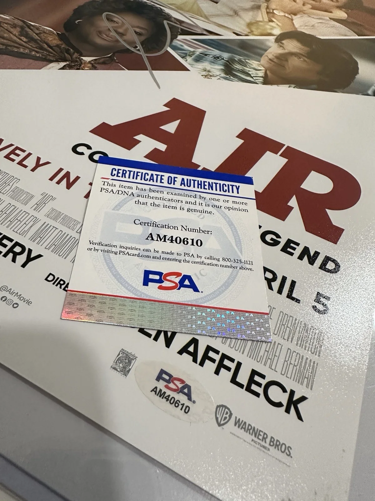 Air Movie Poster Ben Affleck Matt Damon Signed PSA Certified Autograph, image 4