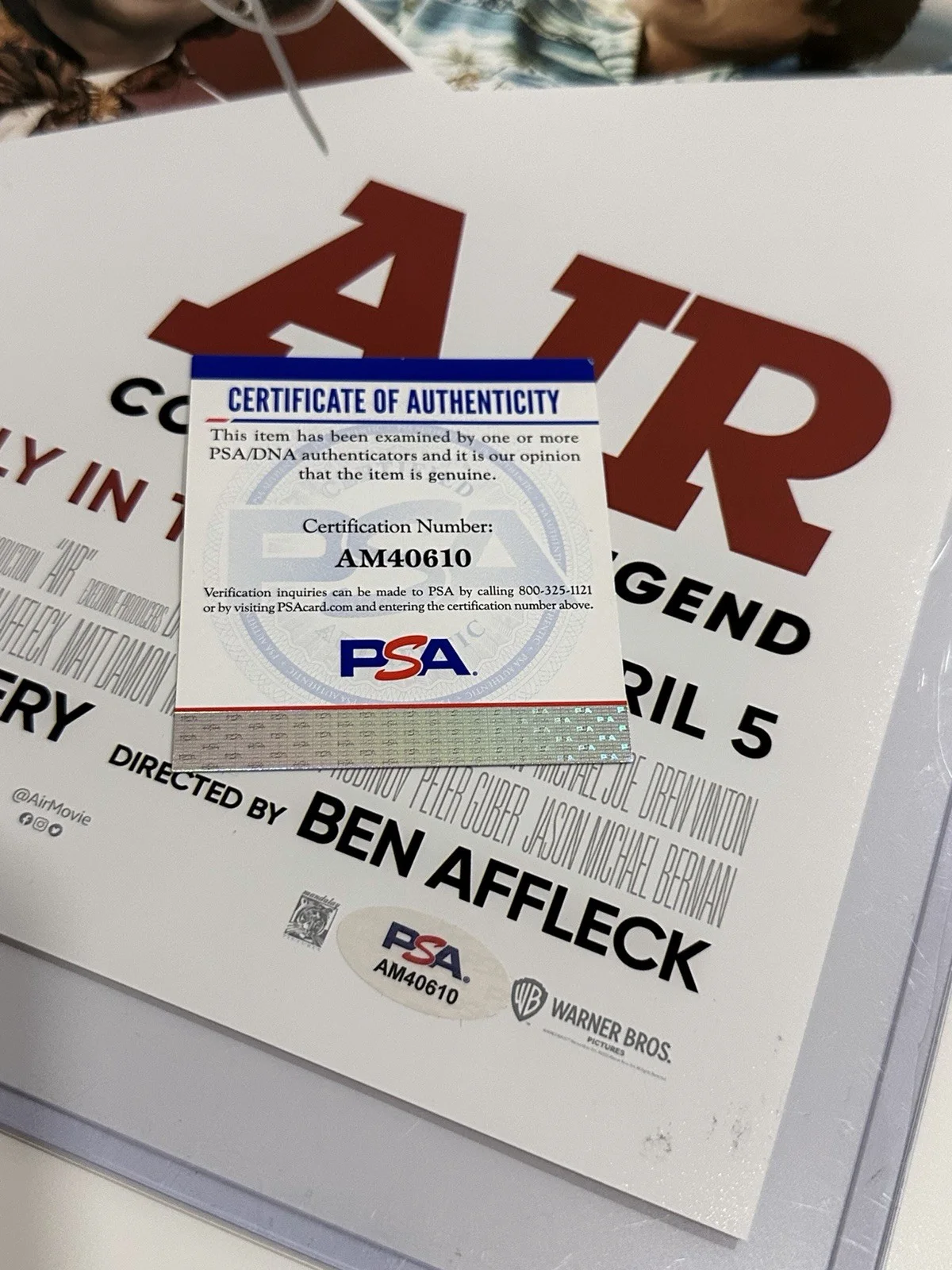 Air Movie Poster Ben Affleck Matt Damon Signed PSA Certified Autograph, image 5
