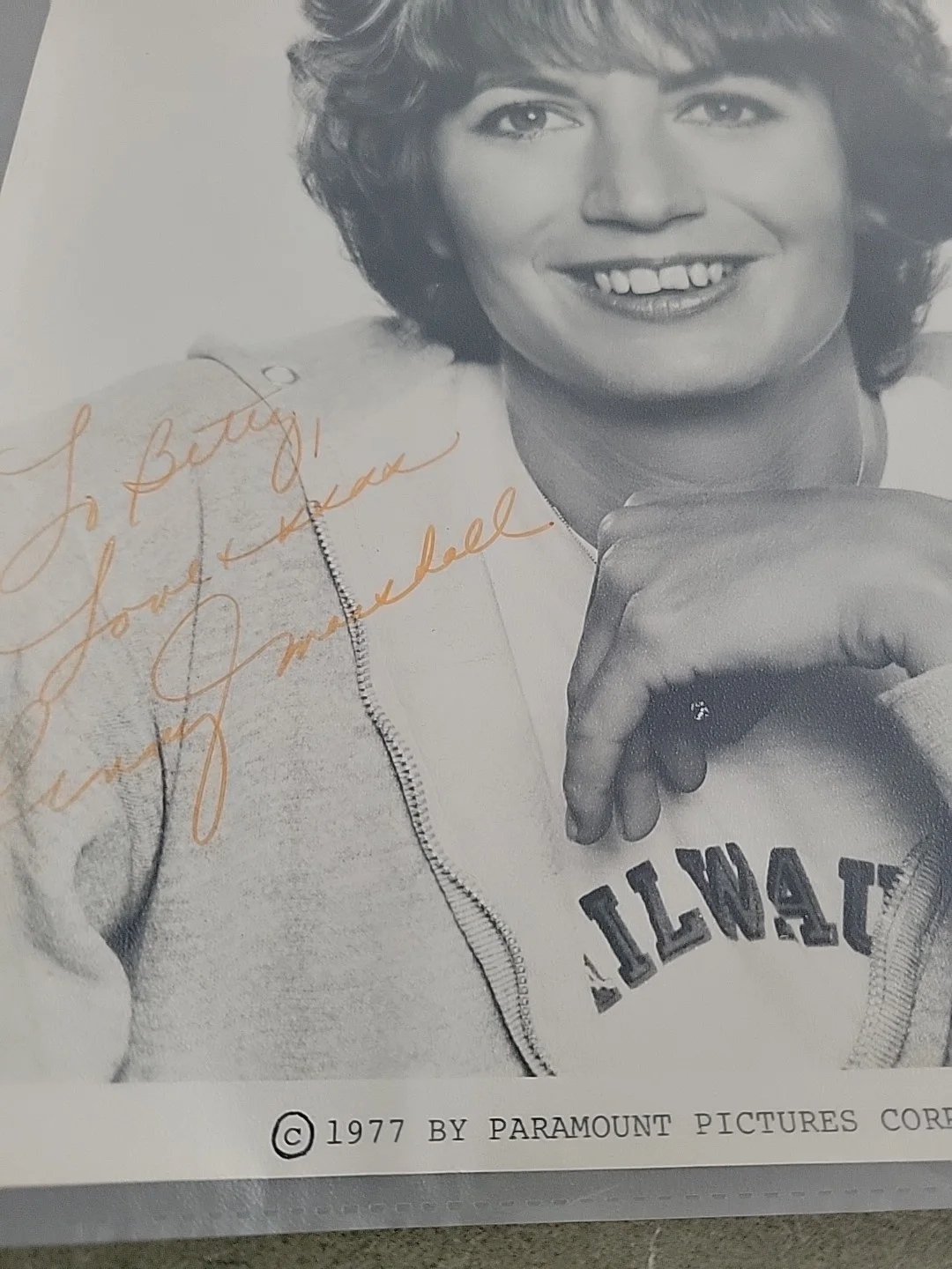 Penny Marshal — Penny Marshall Autographed Signed 8x10 Photo Black and white. Signed To Betty, image 2
