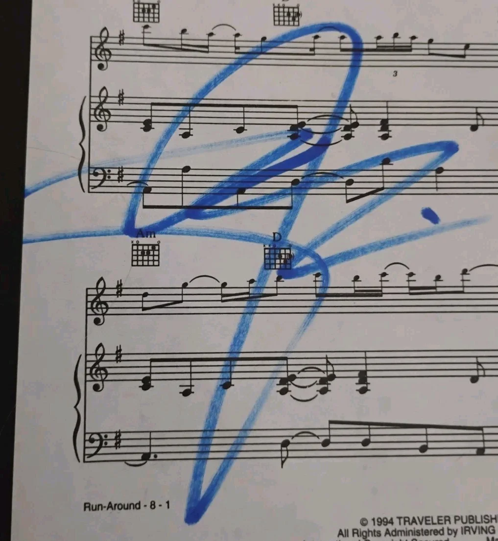 BLUES TRAVELER JOHN POPPER SINGER SONGWRITER SIGNED RUN AROUND 8x12 SHEET MUSIC, изображение 2