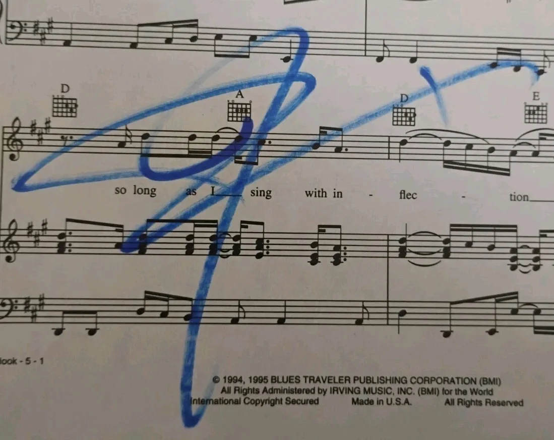 BLUES TRAVELER JOHN POPPER SINGER SONGWRITER SIGNED AUTOGRAPH 8x12 SHEET MUSIC, изображение 2
