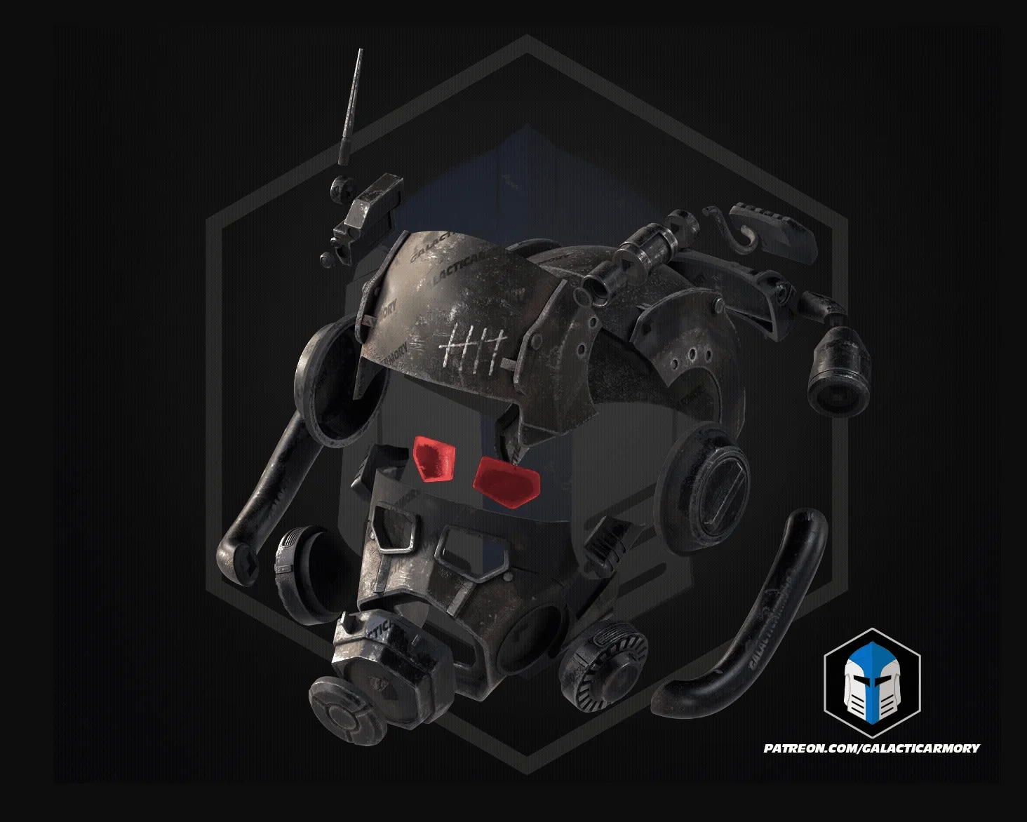 The Fallout NCR Power Armor Helmet 3D printed raw, image 3