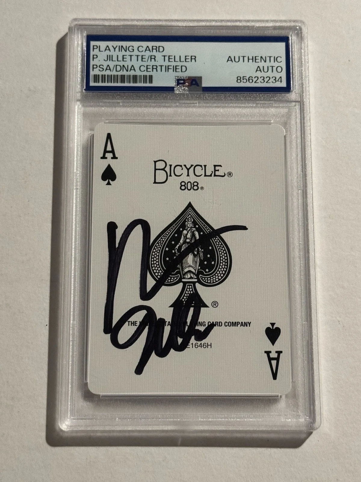 Penn & Teller — PENN AND TELLER SIGNED AUTO VEGAS MAGICIANS PLAYING CARD JILLETTE RARE PSA/DNA