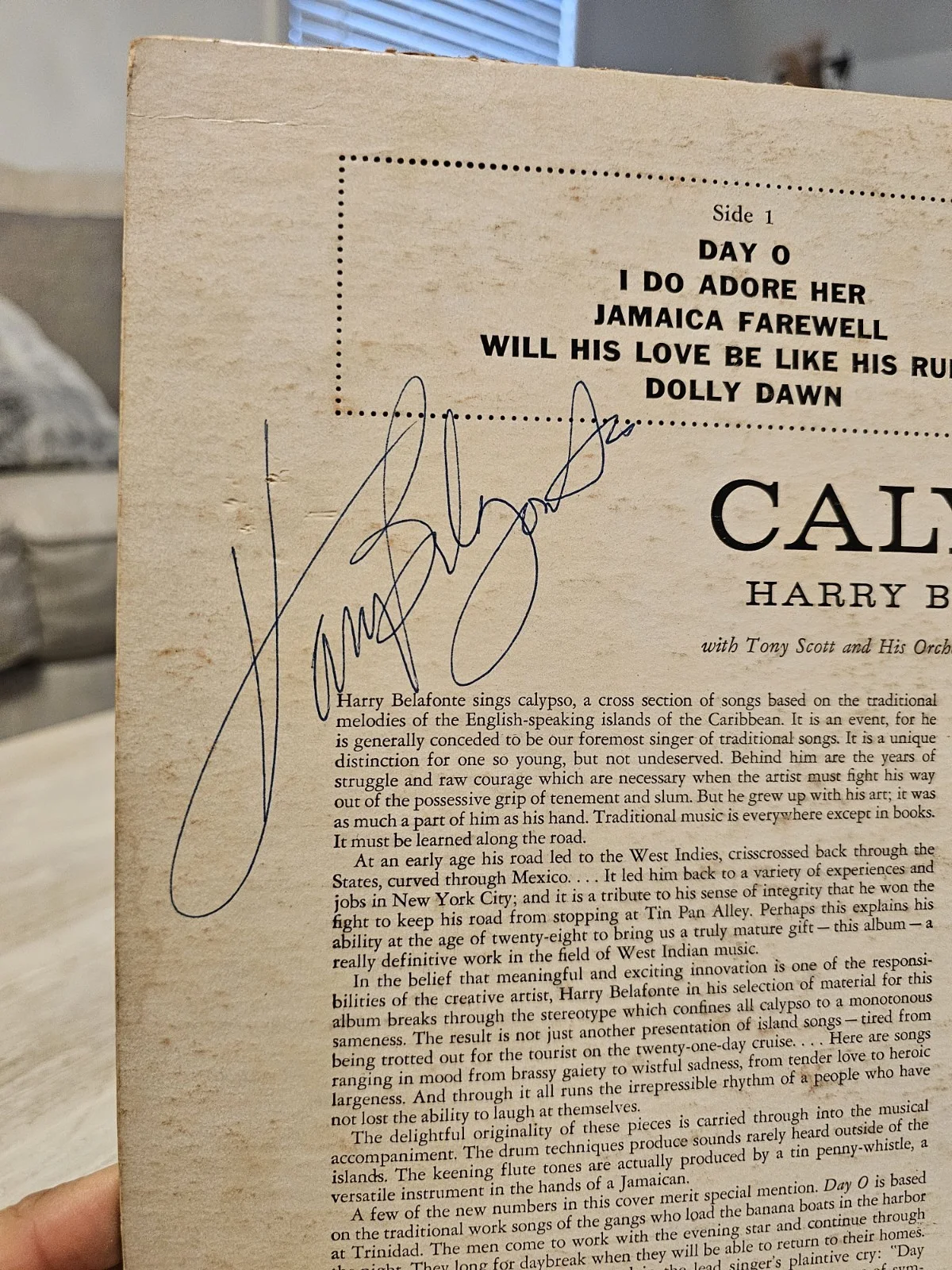 RARE Double Signed Harry Belafonte Calypso Vinyl LP - Signed Cover & Label - RCA, image 4