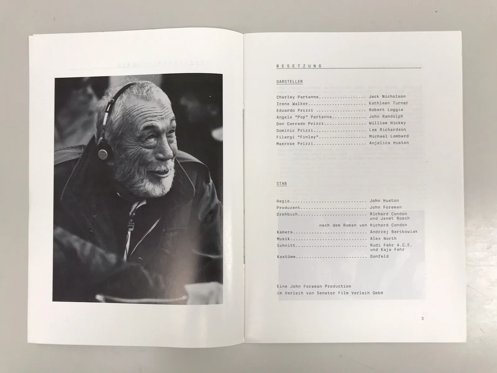 PRIZZI'S HONOR Movie 1985 Press Kit JOHN HUSTON JACK NICHOLSON KATHLEEN TURNER, изображение 2