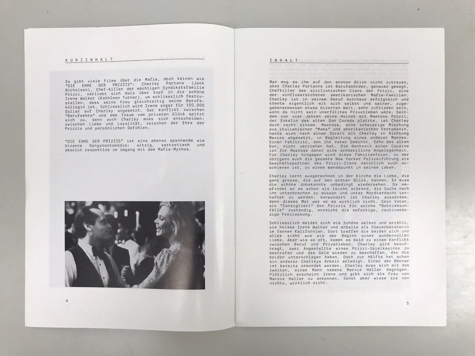 PRIZZI'S HONOR Movie 1985 Press Kit JOHN HUSTON JACK NICHOLSON KATHLEEN TURNER, изображение 3