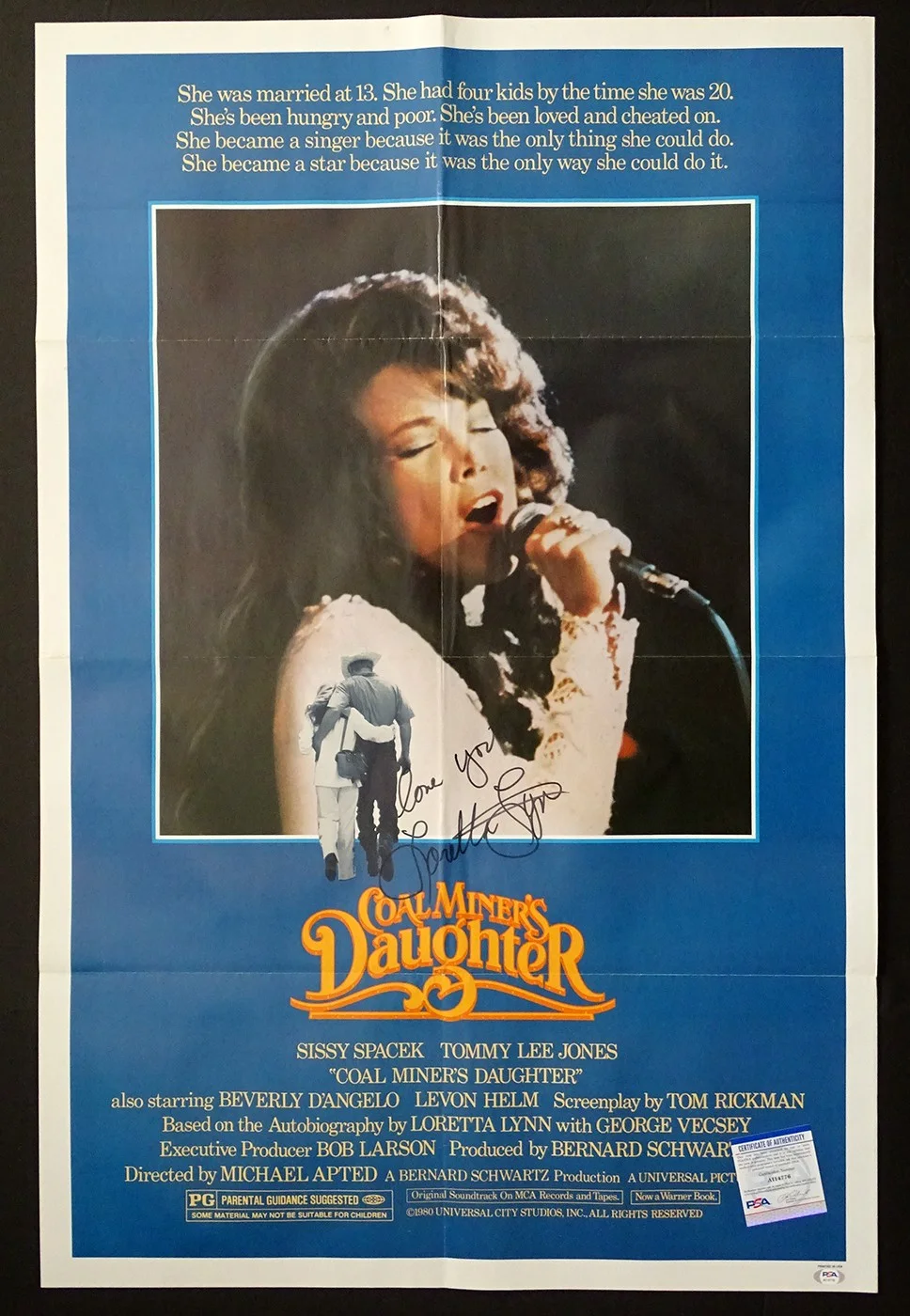 LORETTA LYNN / COAL MINERS DAUGHTER Movie Poster SIGNED AUTOGRAPH w/ PSA/DNA COA, image 2