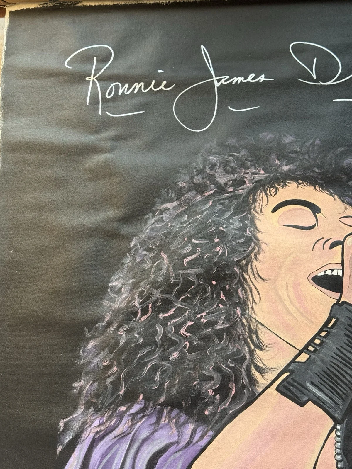 Ronnie James Dio Signed Acrylic On Canvas By Phil Baker Signed 53x33”, image 2