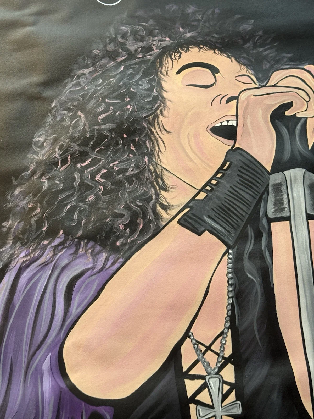 Ronnie James Dio Signed Acrylic On Canvas By Phil Baker Signed 53x33”, image 4