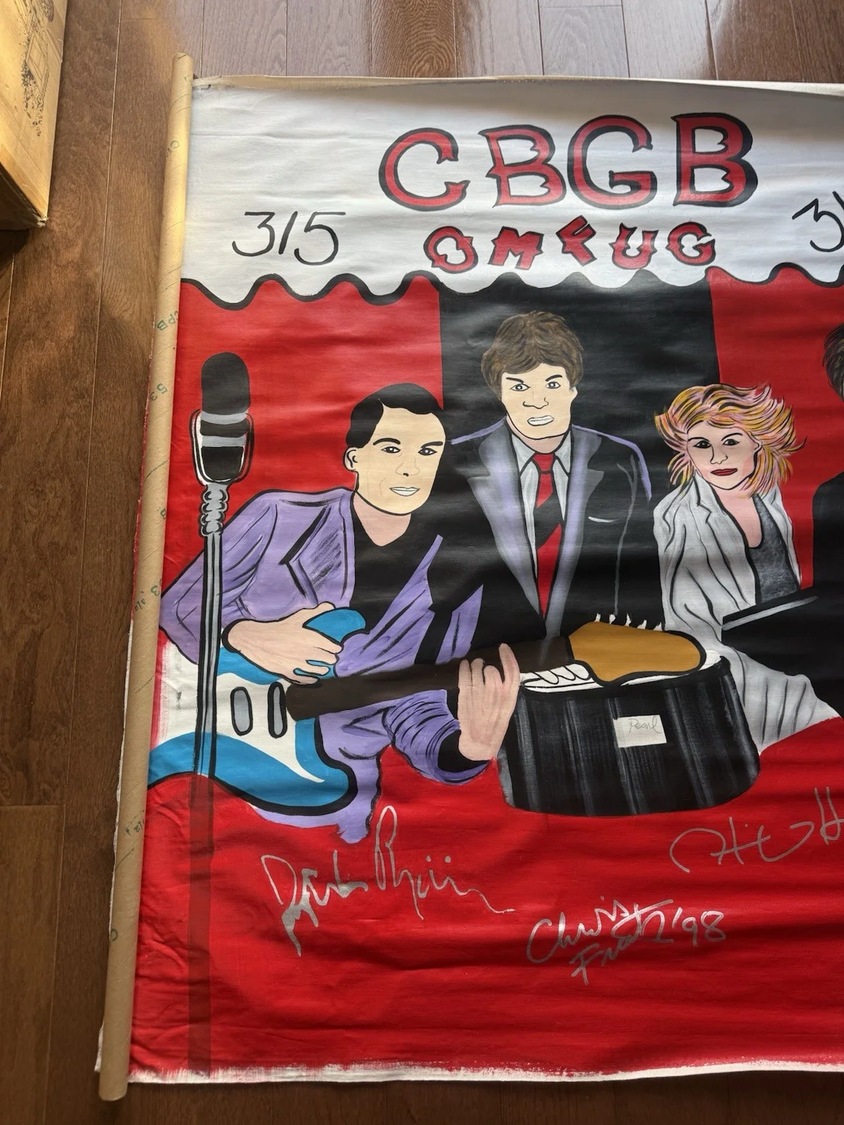Talking Heads Painting On Canvas By Phil Baker Signed David Byrne, Chris , Tina, изображение 2