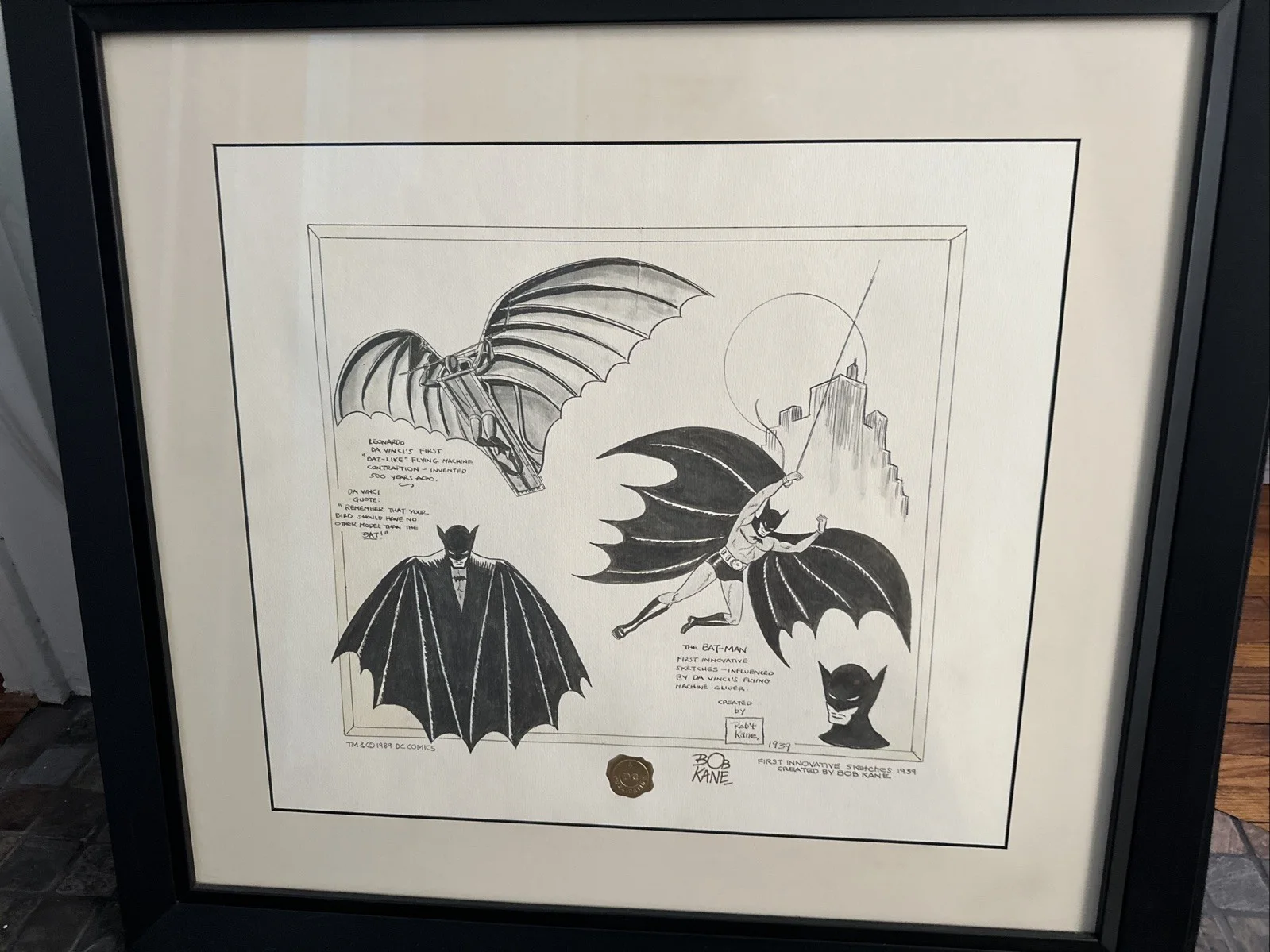 Bob Kane Batman Signed Autograph Autographed Lithograph! Framed Auto Nice!, image 2