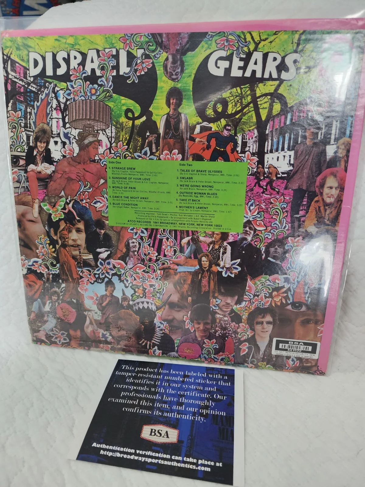 Jack Bruce AUTOGRAPHED Disraeli Gears, image 3