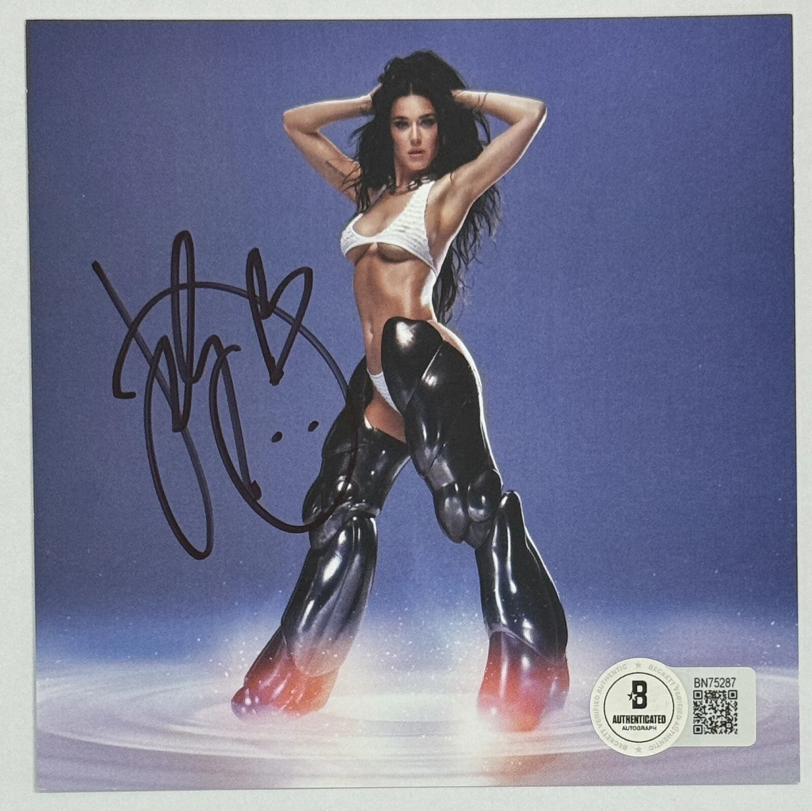 FRAMED Katy Perry SIGNED Album Bikini Picture Photograph 143 CD BAS Beckett COA, image 2