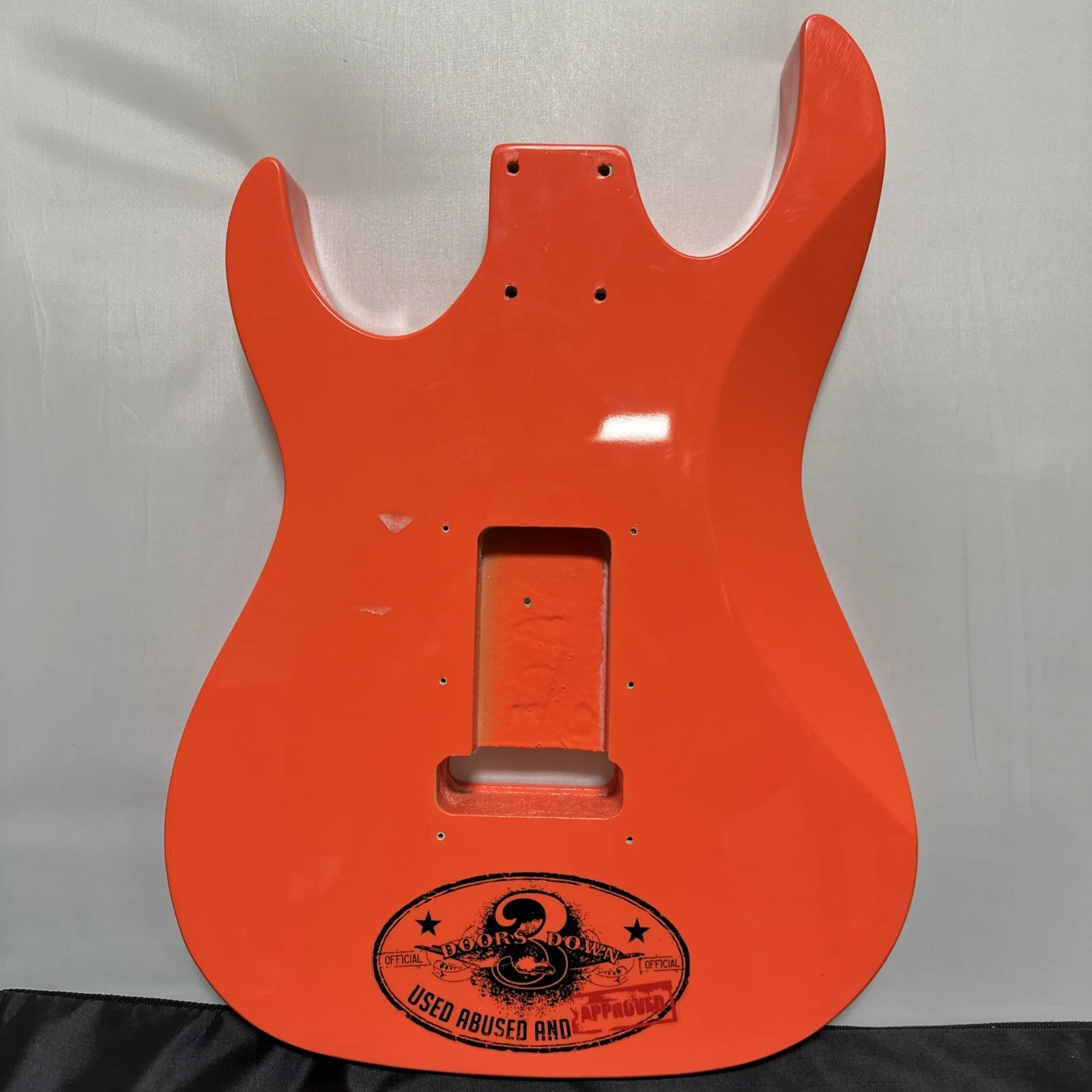 Official Three Doors Down Autographed Used Abused And Approved Guitar Body, image 2