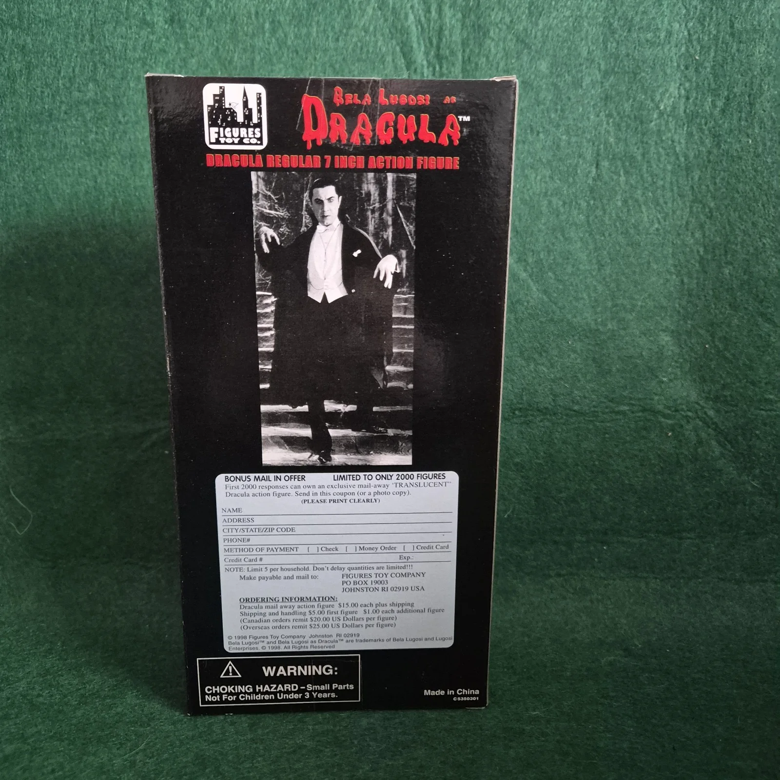 Figures Toy Co Bela Lugosi Dracula 7" Figure 1998 Sealed Boxed, изображение 2