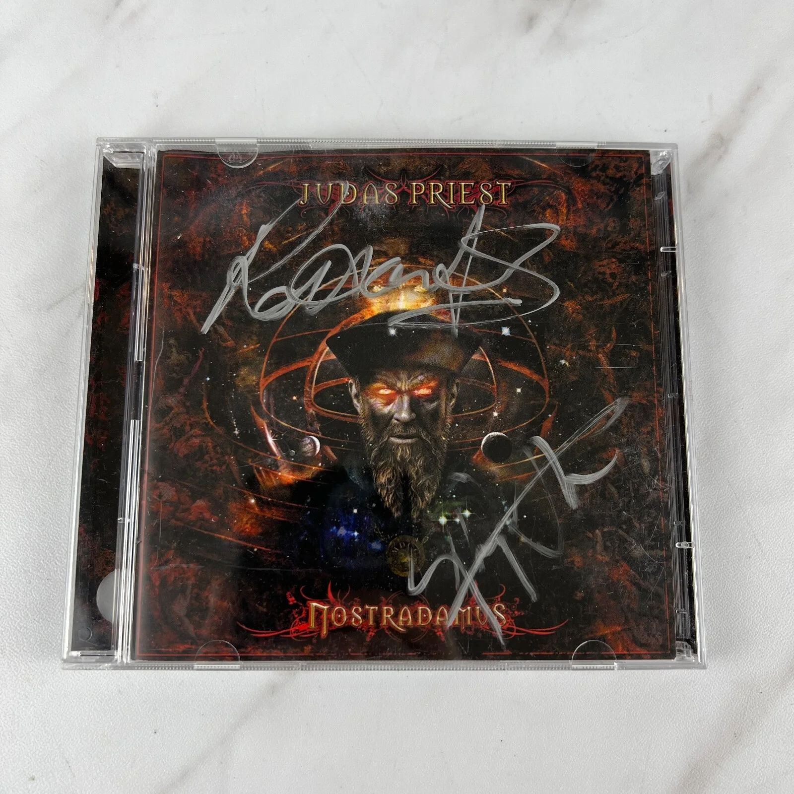 Judas Priest Nostradamus Signed CD Slip Cover [Rob Halford & Glenn Tipton] JSA, изображение 2