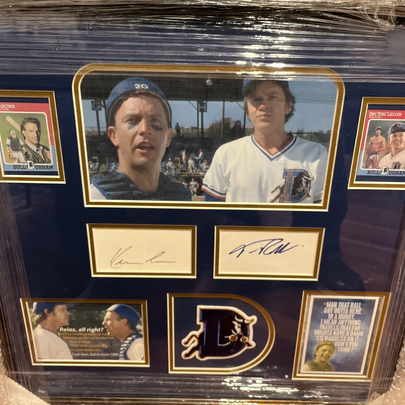 Kevin Costner — Kevin Costner & Tim Robbins autograph Bull Durham Collage 23 X 24“ COA JSA, изображение 2