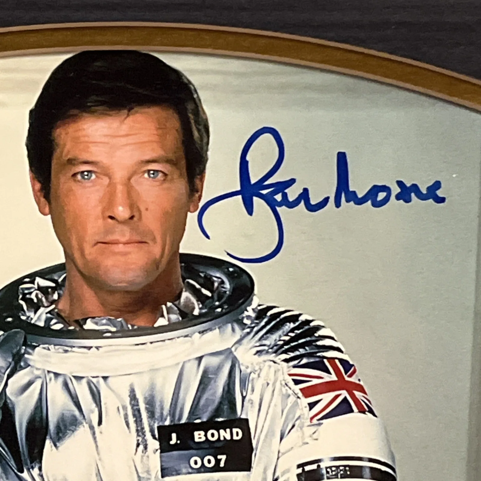 Roger Moore — Roger Moore Autograph Moonraker Collage Framed 26 X 23 PSA & JSA, image 3