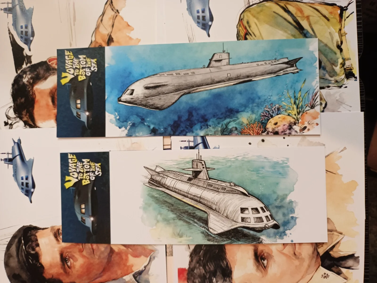 voyage to the bottom of the sea -Commander Crane 8x6ins Art cards & 2 bookmarker, изображение 2