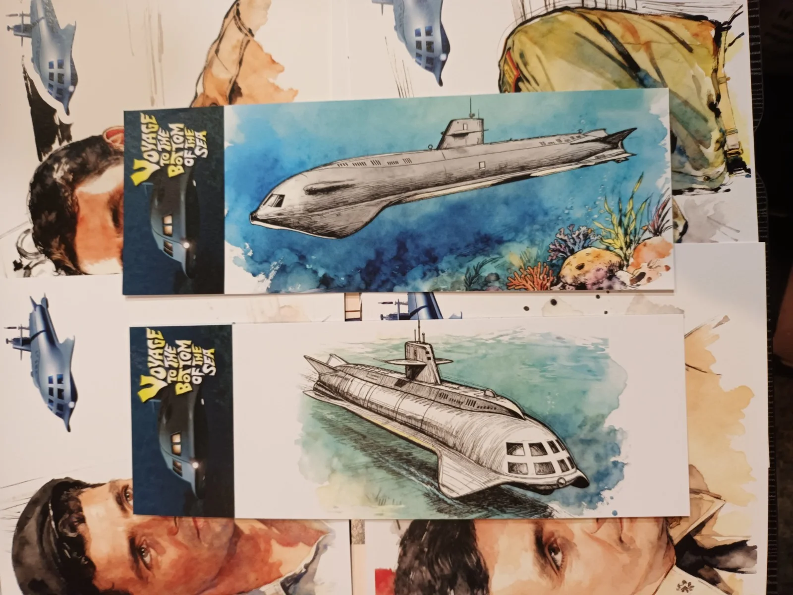 voyage to the bottom of the sea -Commander Crane 8x6ins Art cards & 2 bookmarker, изображение 3