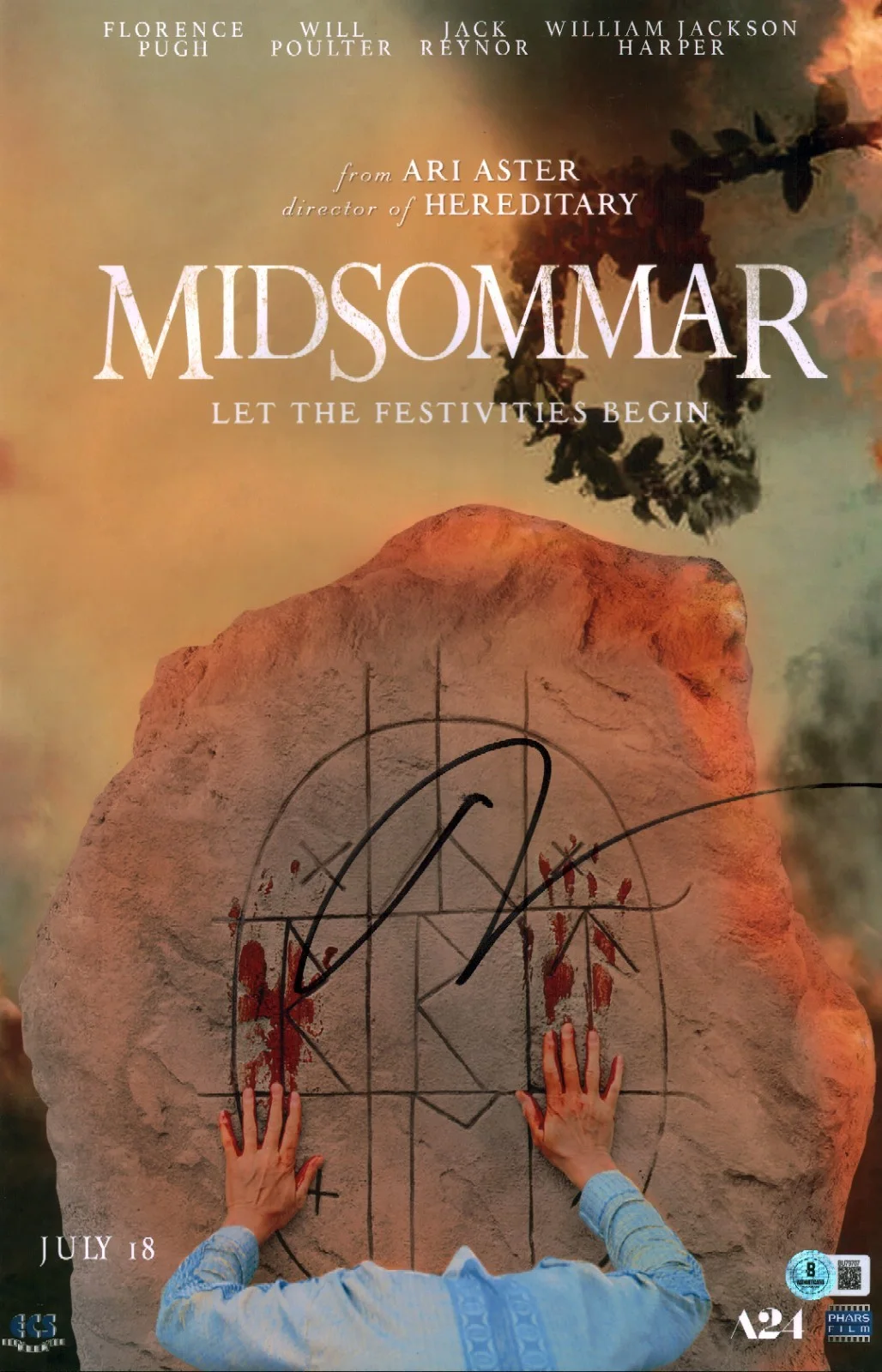 ari aster — ARI ASTER SIGNED MIDSOMMAR DIRECTOR 11X17 PHOTO POSTER AUTOGRAPH BAS COA