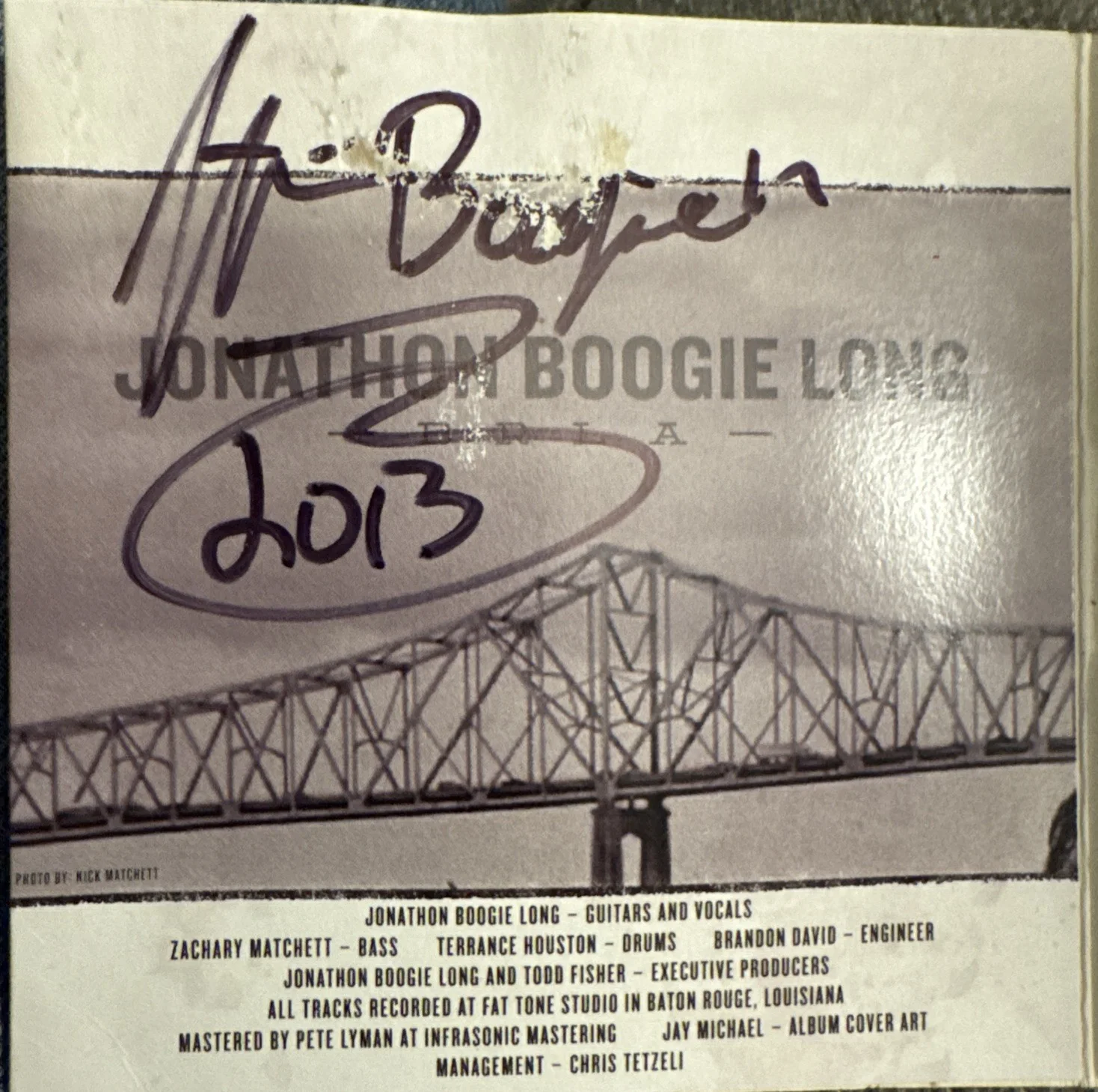 Jonathon Boogie Long Signed Blues Revolution CD Autographed 2013 Blues Guitar, image 2