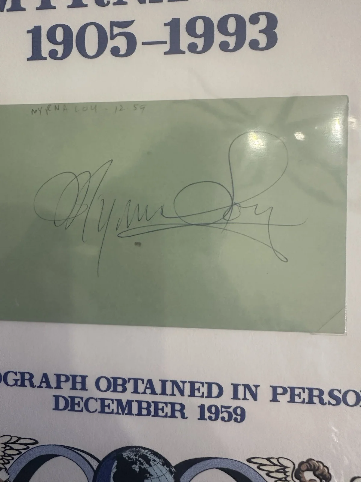 Myrna Loy — Myrna Loy Signed Autograph Card Obtained In Person 1959 Vintage, image 2