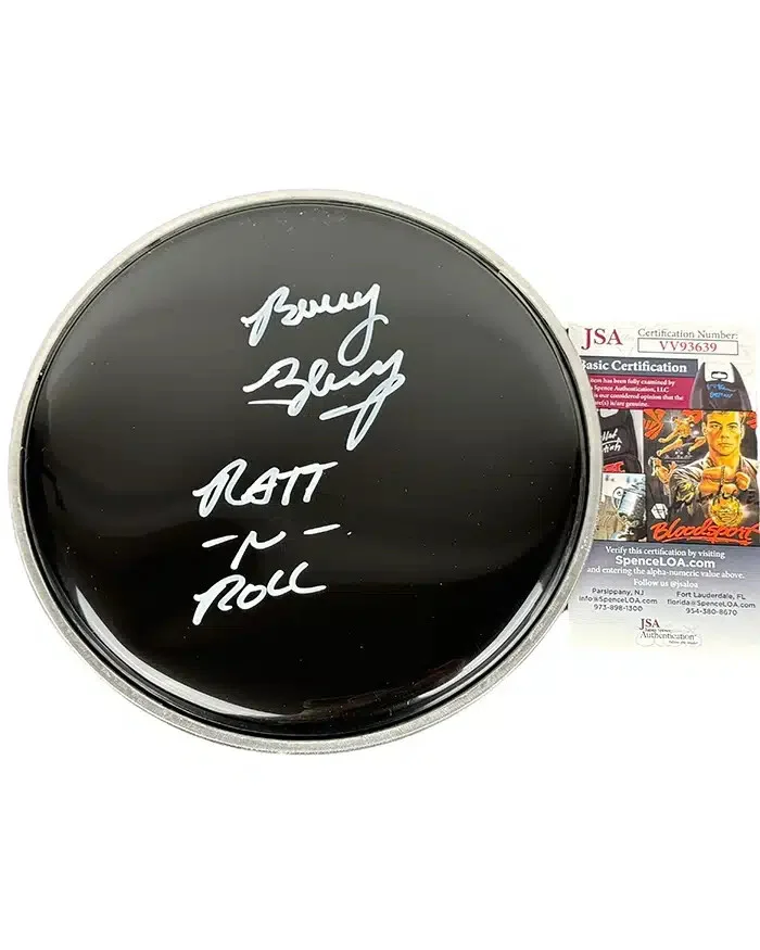 Bobby Blotzer signed 8" Drum Head Drummer RATT JSA Authentication, image 3