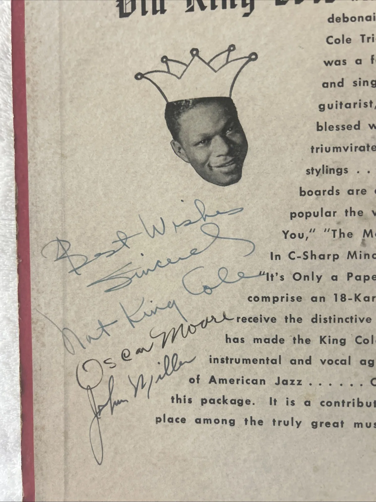THE NAT KING COLE TRIO AUTOGRAPHED, SIGNED, BY ALL 3 MEMBERS. 4) 78 ALBUM SET., изображение 2