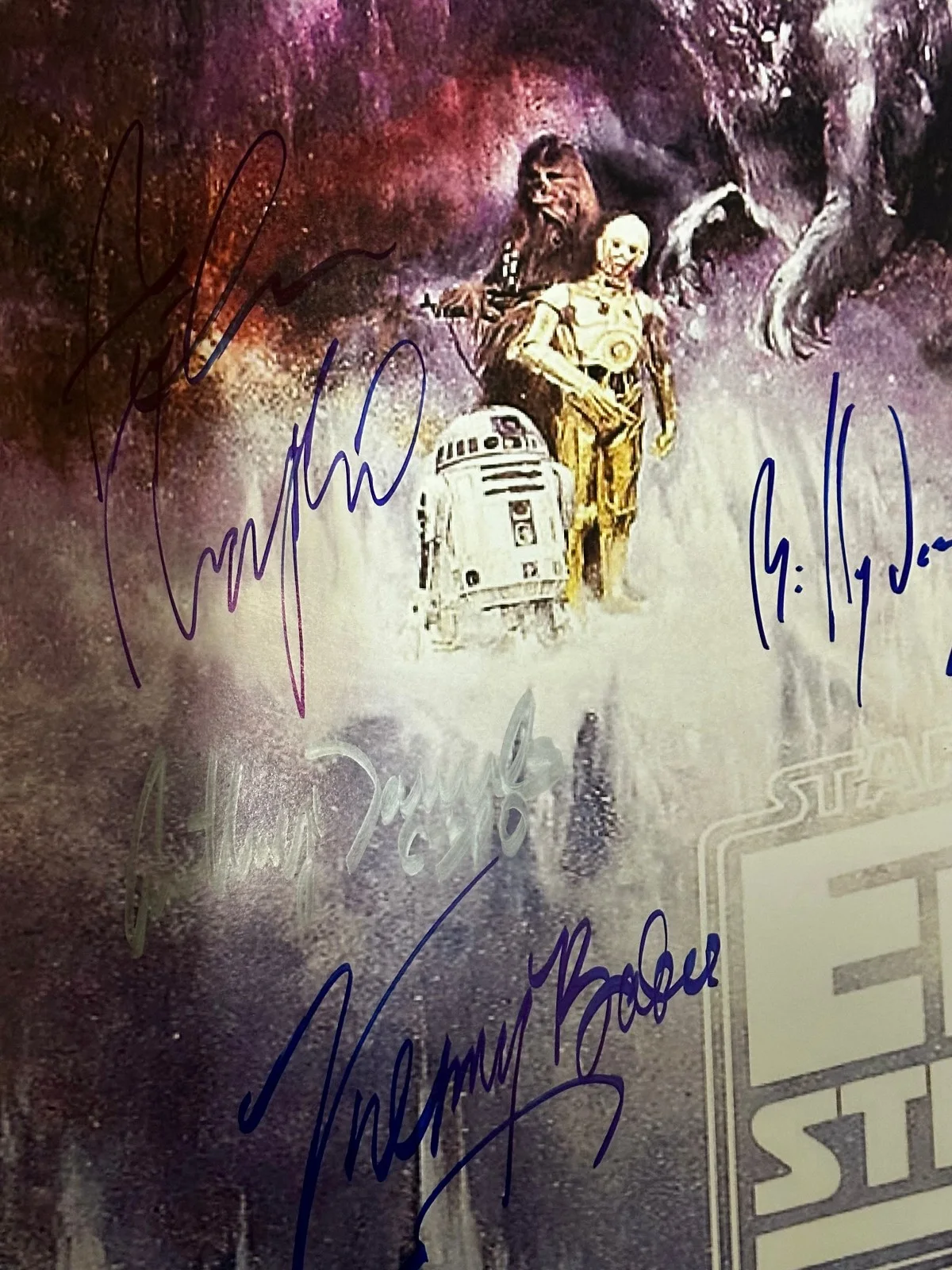 Lucas, Hamill, Fisher — Star Wars The Empire Strike Back 27X40 Movie Poster + 11 signatures COA /50 RARE, изображение 4