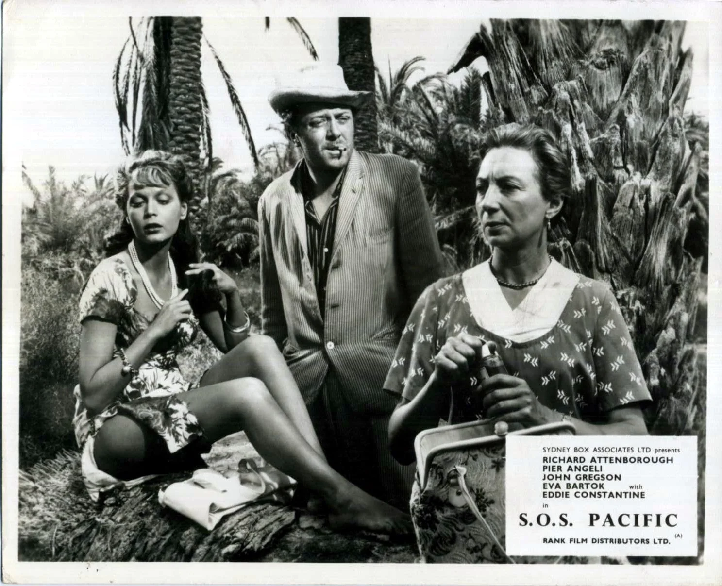 S.O.S. PACIFIC 1959 Eddie Constantine, Eva Bartok, Pier Angeli UK 10x8 LOBBY SET, image 2