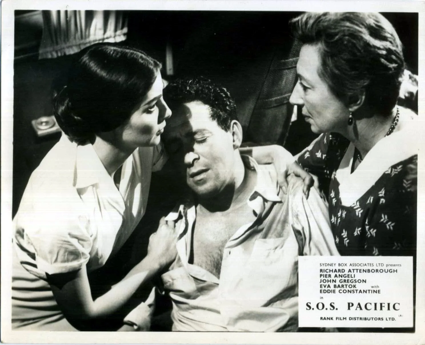 S.O.S. PACIFIC 1959 Eddie Constantine, Eva Bartok, Pier Angeli UK 10x8 LOBBY SET, image 4