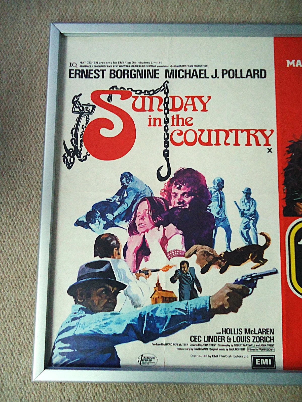 SUNDAY IN THE COUNTRY/ BIG BAD MAMA 1974 UK QUAD FILM/ MOVIE DOUBLE BILL POSTER, изображение 3
