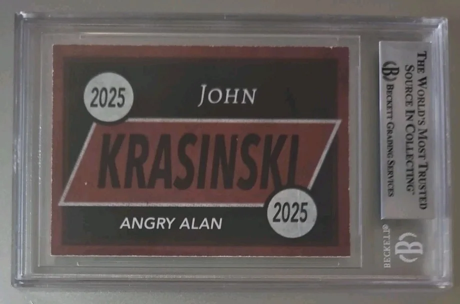 John Krasinski — John Krasinski Custom Signed Card - Angry Alan - Beckett Encapsulated, image 3