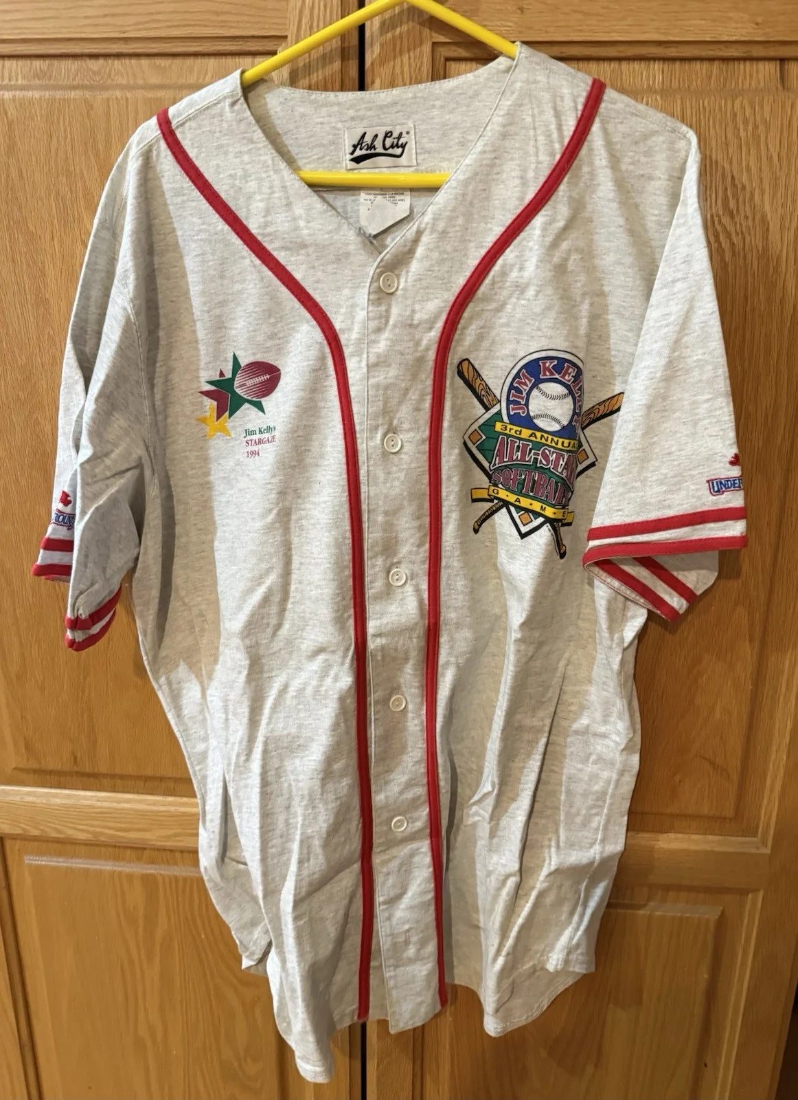 EDDIE VAN HALEN SIGNED GAME USED JIM KELLY SOFTBALL JERSEY ALSO SIGNED BY JIM, image 2
