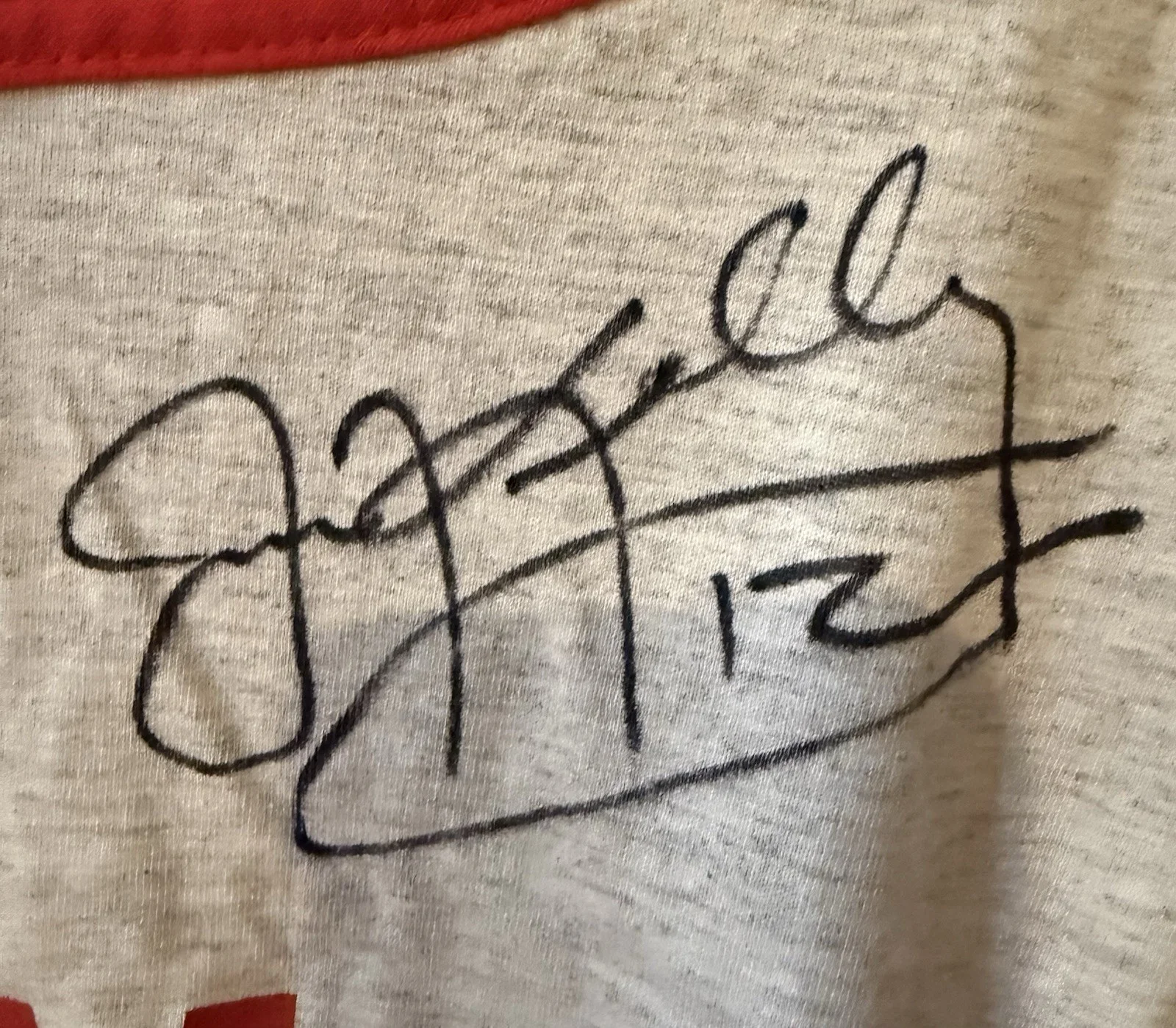 EDDIE VAN HALEN SIGNED GAME USED JIM KELLY SOFTBALL JERSEY ALSO SIGNED BY JIM, image 5